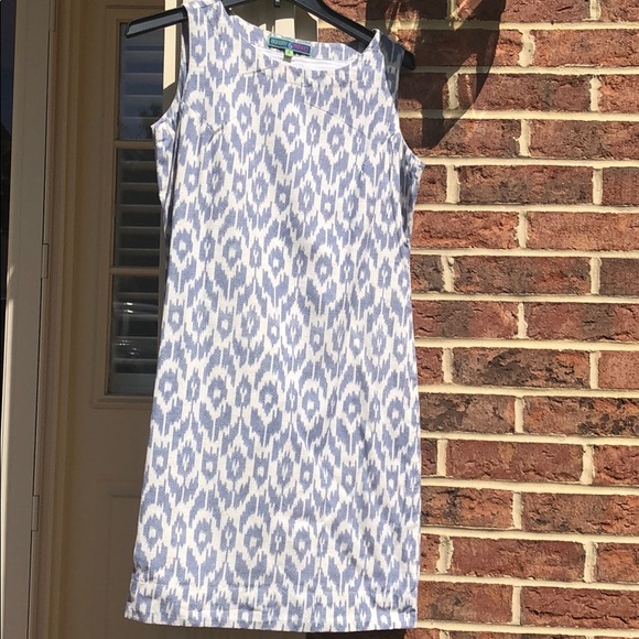 IKAT print Blue and White Cotton shift dress - Picture 1 of 4